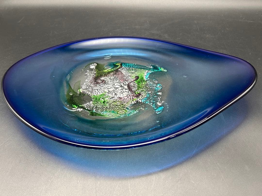 【希少】ザ・グラススタジオ・イン・オタル ガラス皿　大皿　プレート　印あり