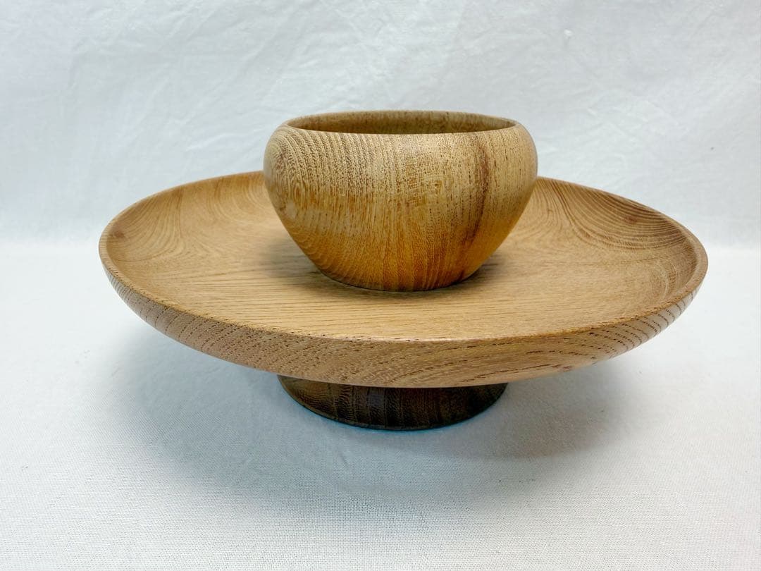 ほぼ未使用 茶道具 木製黒真塗 天目台 茶道具 欅 貴人台 2点 セット 元箱