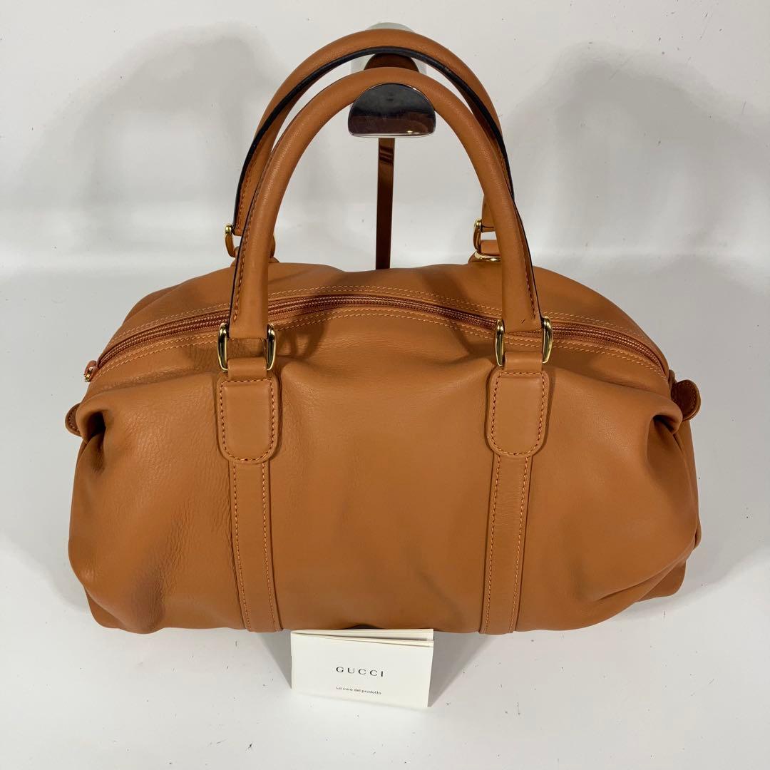 極美品グッチ ２way ボストンバッグ キャメル ブラウンGUCCI ショルダー
