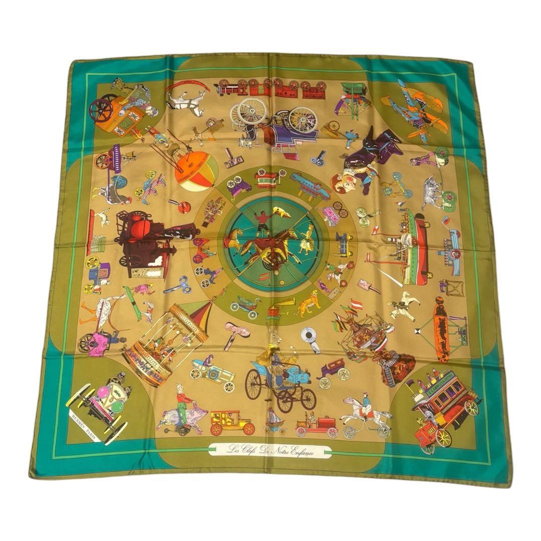 【希少品】エルメス カレ90 子供時代の鍵 シルク100 スカーフ