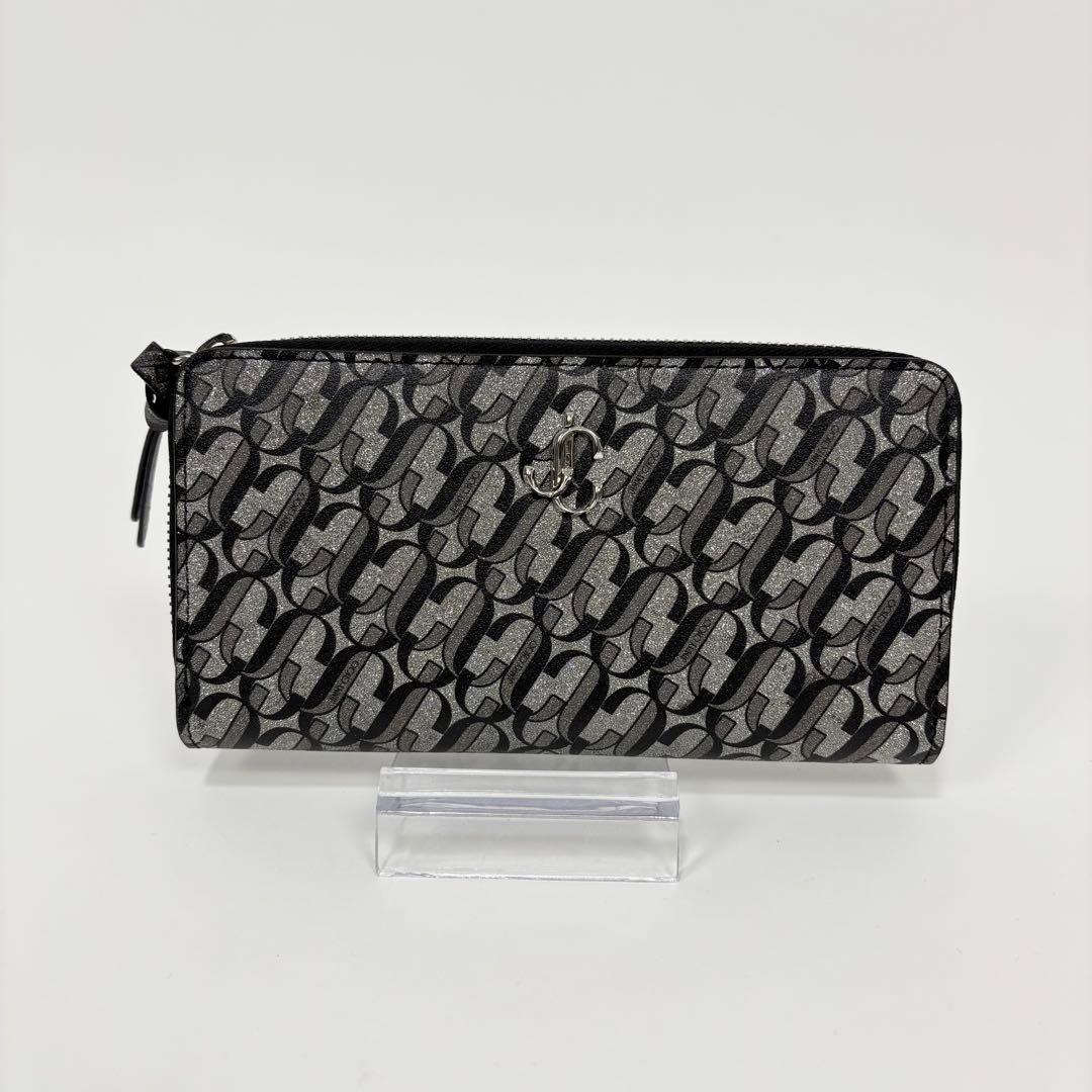 JIMMY CHOO ジミーチュウ グリッターレザー ラウンドファスナー 長財布