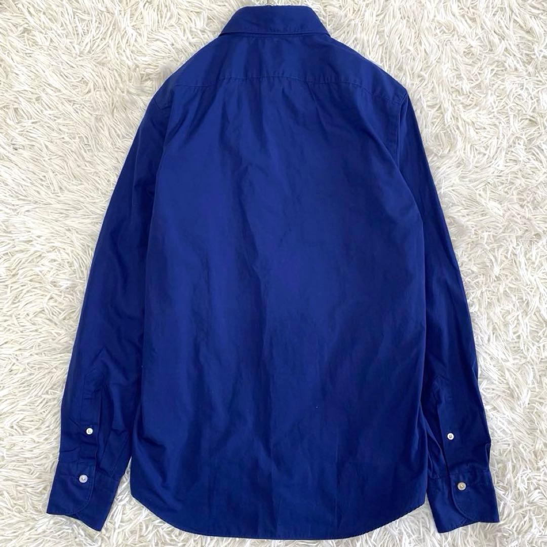 【未使用•タグ付✨】フィナモレ アルモ生地 長袖 カッタウェイシャツ 青 M