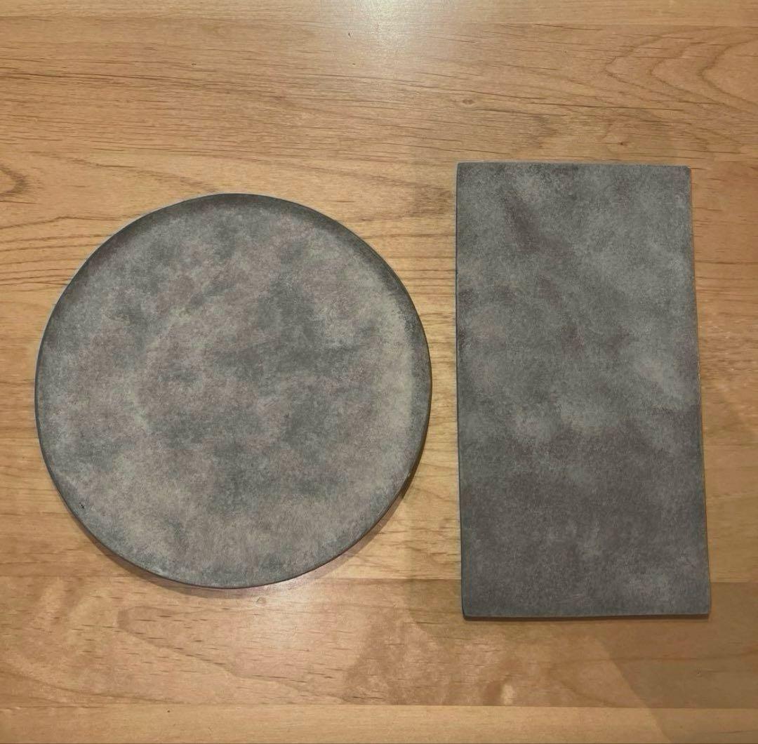 吉田次郎　プレート　平皿　板皿　グレー