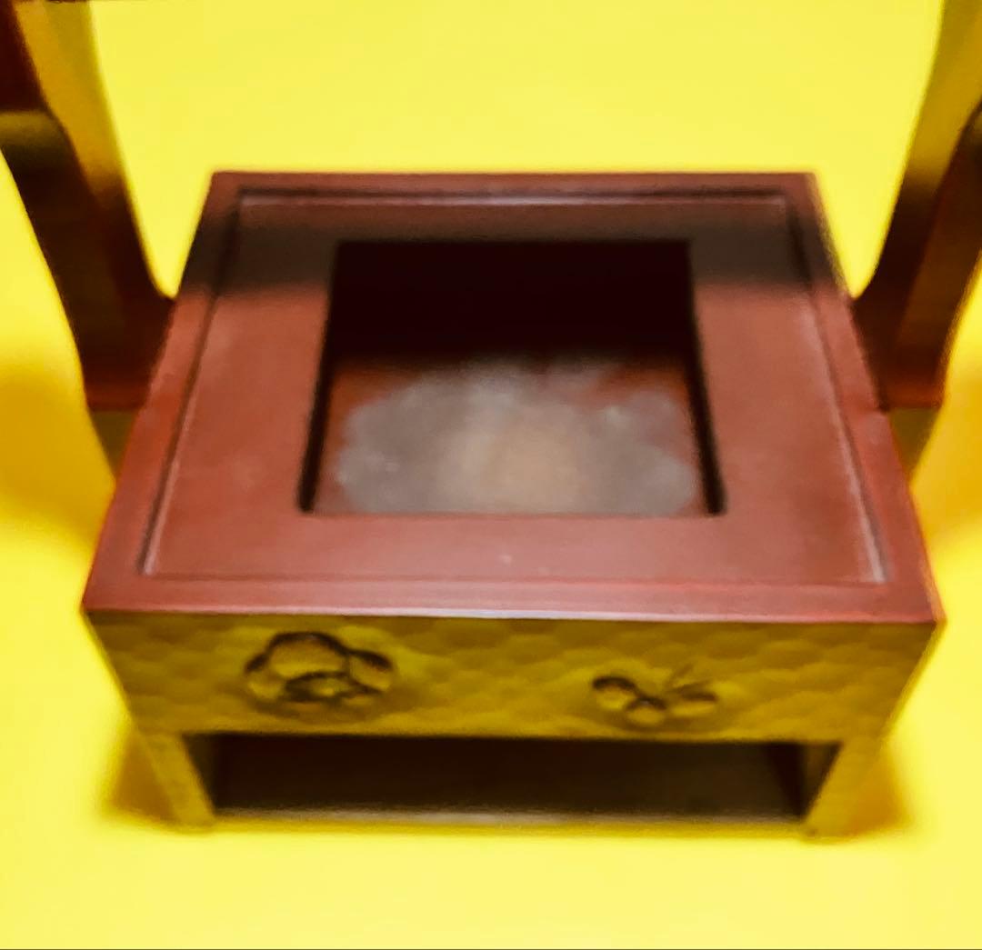 持ち手付き灰皿　昭和レトロ　木製　手提灰皿　引き出し付き　鎌倉彫り　ビンテージ