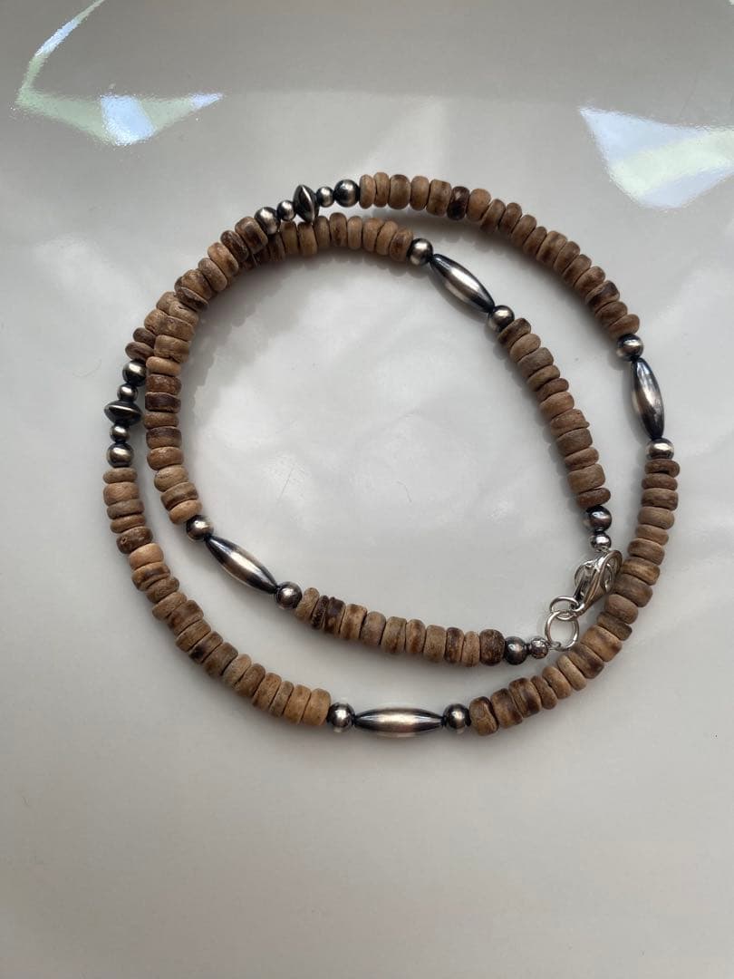 ナバホ ビーズ パール シルバー silver 925 ネックレス ココナッツ