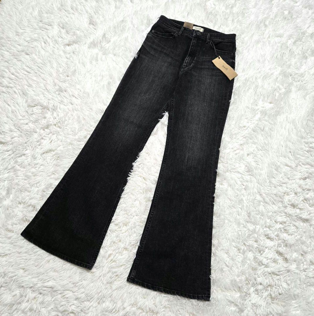 【未使用タグ付】YANUK ★ ヤヌーク フレア デニムパンツ ストレッチ 黒