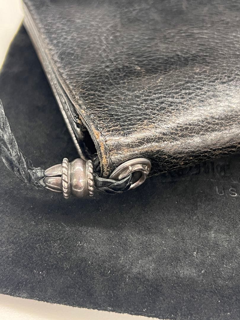 CHROME HEARTS レザーコードストラップ付 クロスボール財布