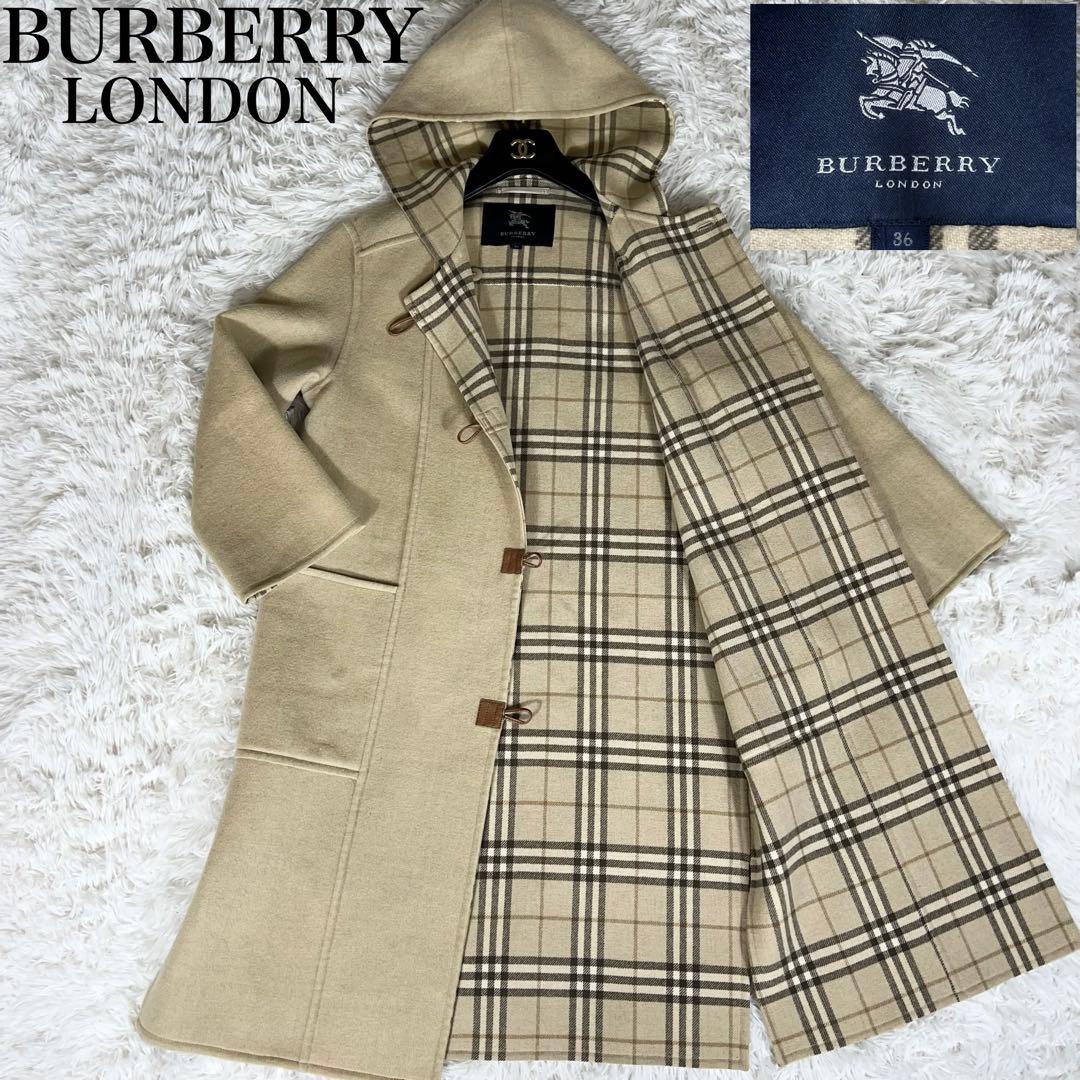 美品✨《バーバリーロンドン》カシミヤ混 ダブルフェイス フーデッドコート36
