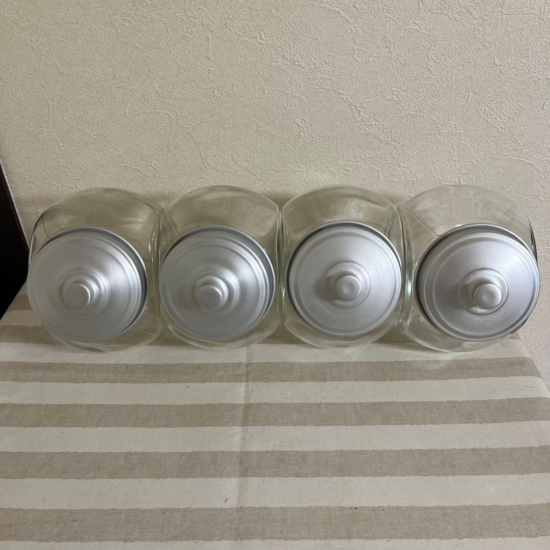 ガラス瓶　アンティーク　4個セット　駄菓子瓶　アルミ蓋