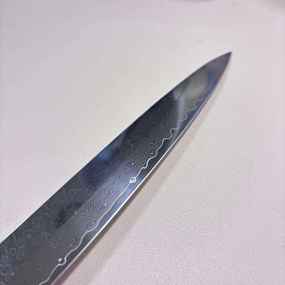 尺300mm 柳刃包丁 墨流しダマスカス　人工象牙八角柄 和包丁 白•