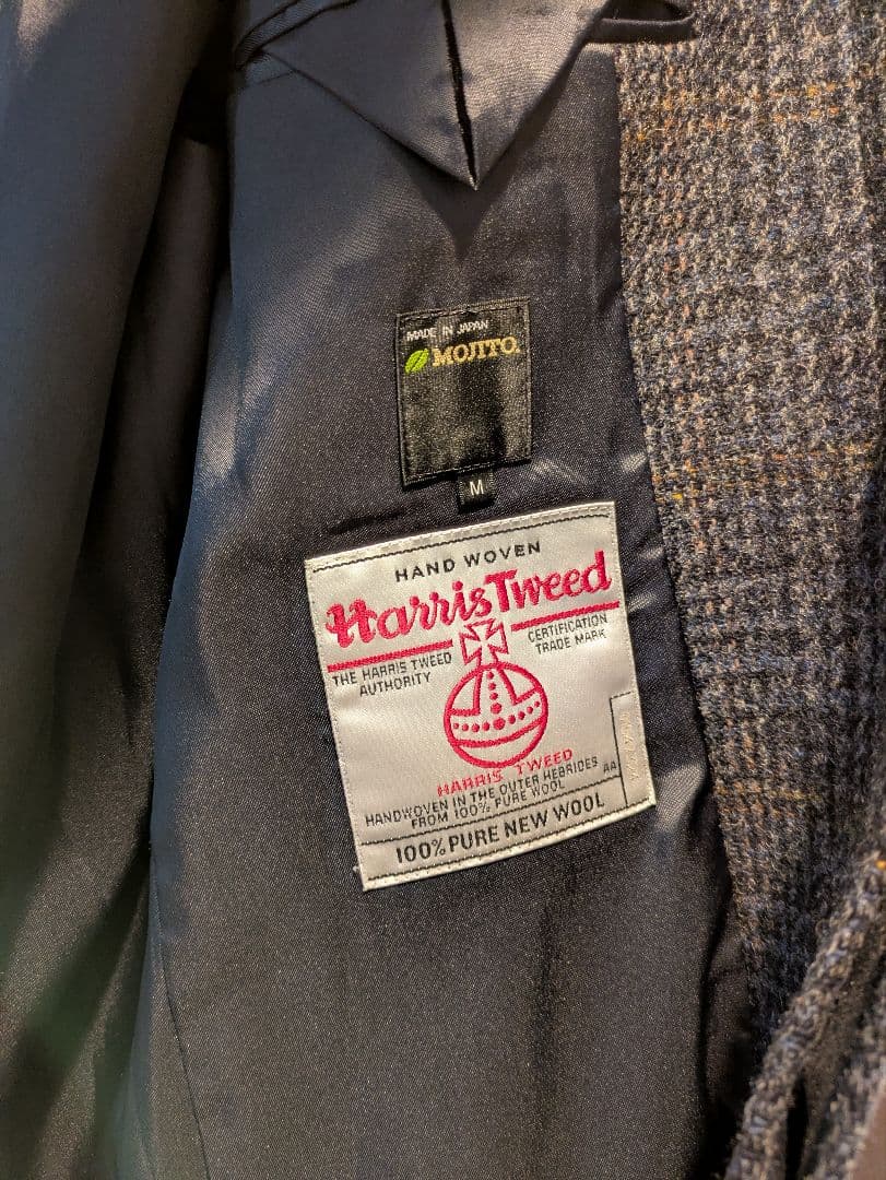 MOJITO Harris Tweed ステンカラーコート Mサイズ グレー系