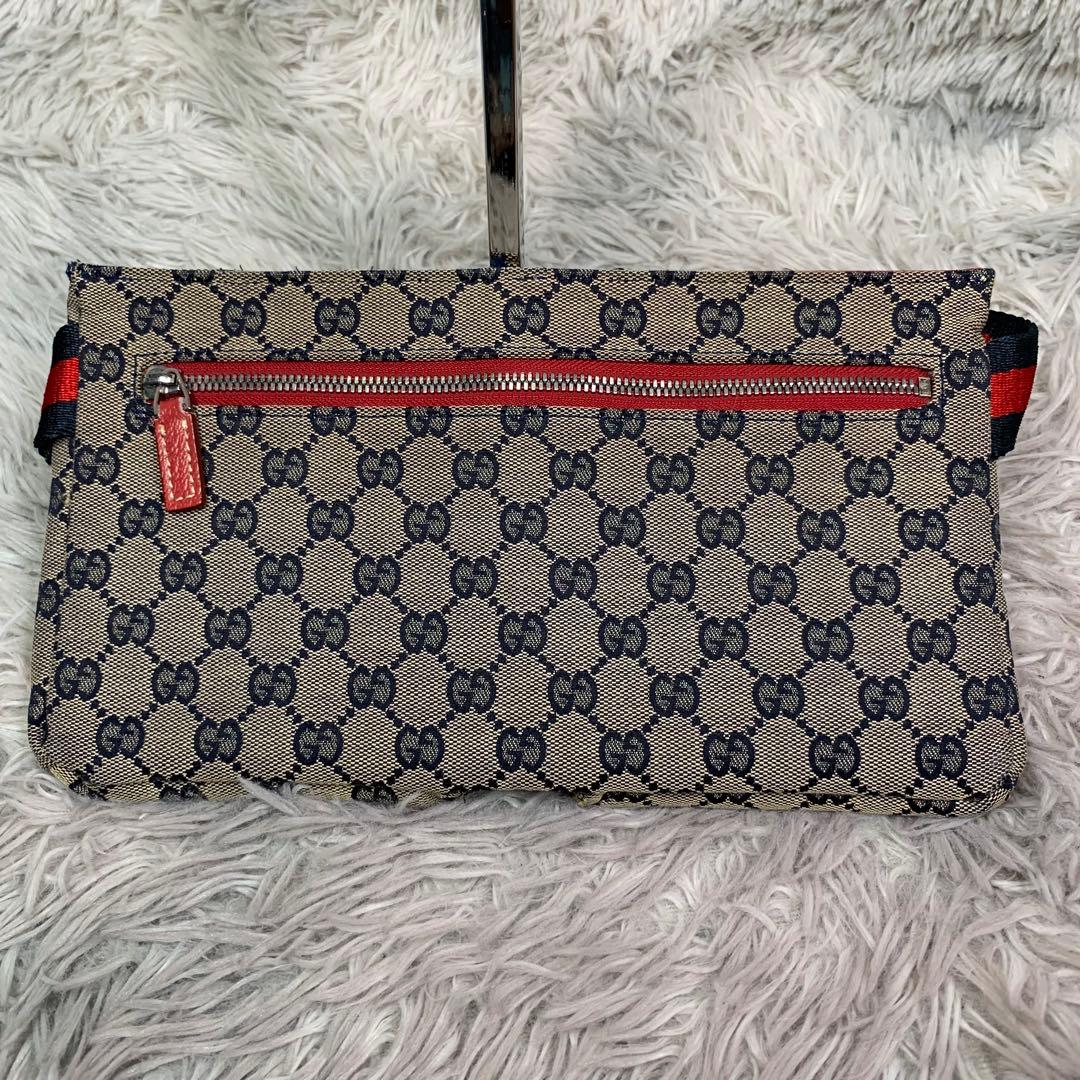 GUCCI グッチ ウエストポーチ ショルダーバッグ GG柄 キャンバス レザー