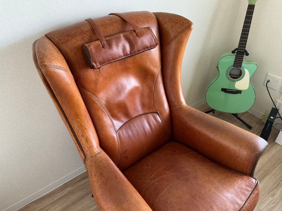 アンティーク家具 1人掛けソファ デンマーク製 本革 ハイバック