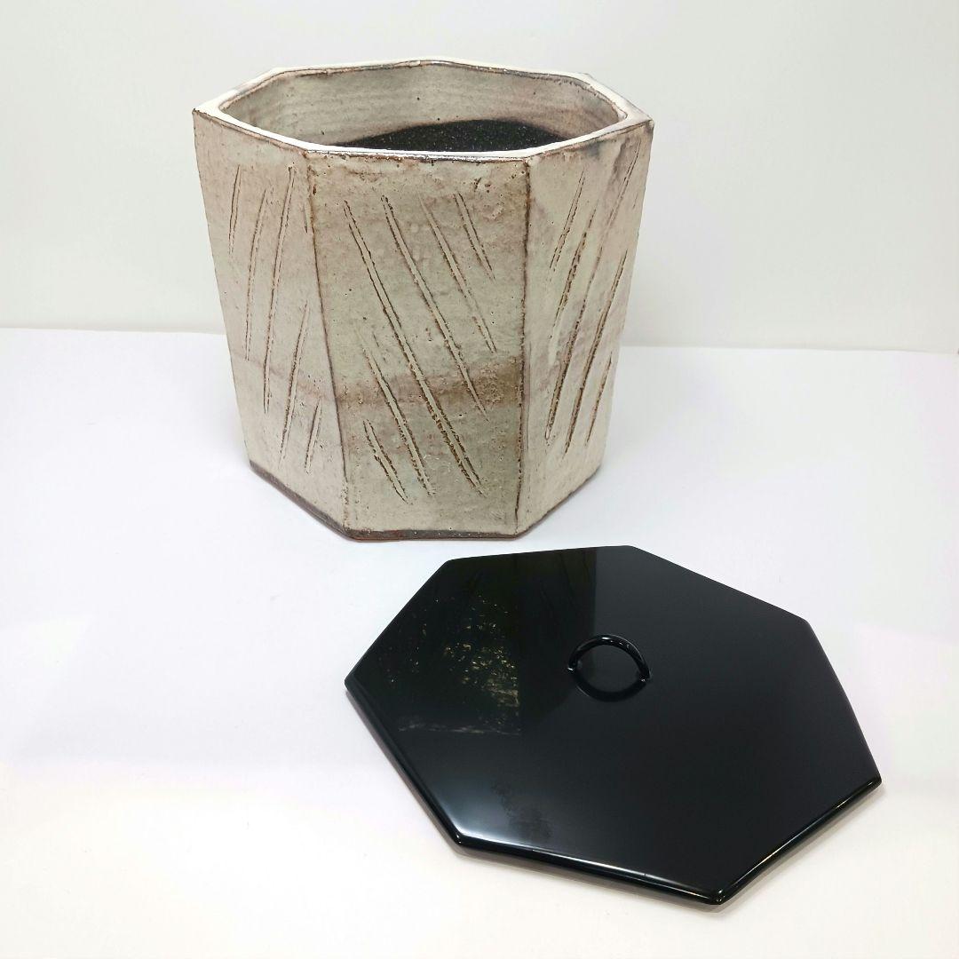 Y2718-1 茶道具 萩焼 大野瑞峰 七角水指 共箱　#5