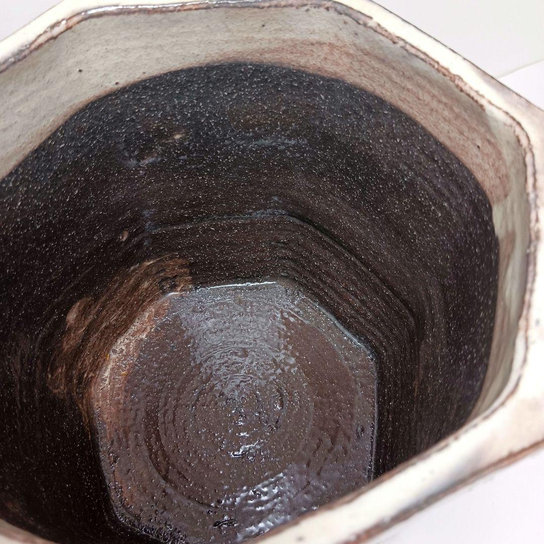 Y2718-1 茶道具 萩焼 大野瑞峰 七角水指 共箱　#5