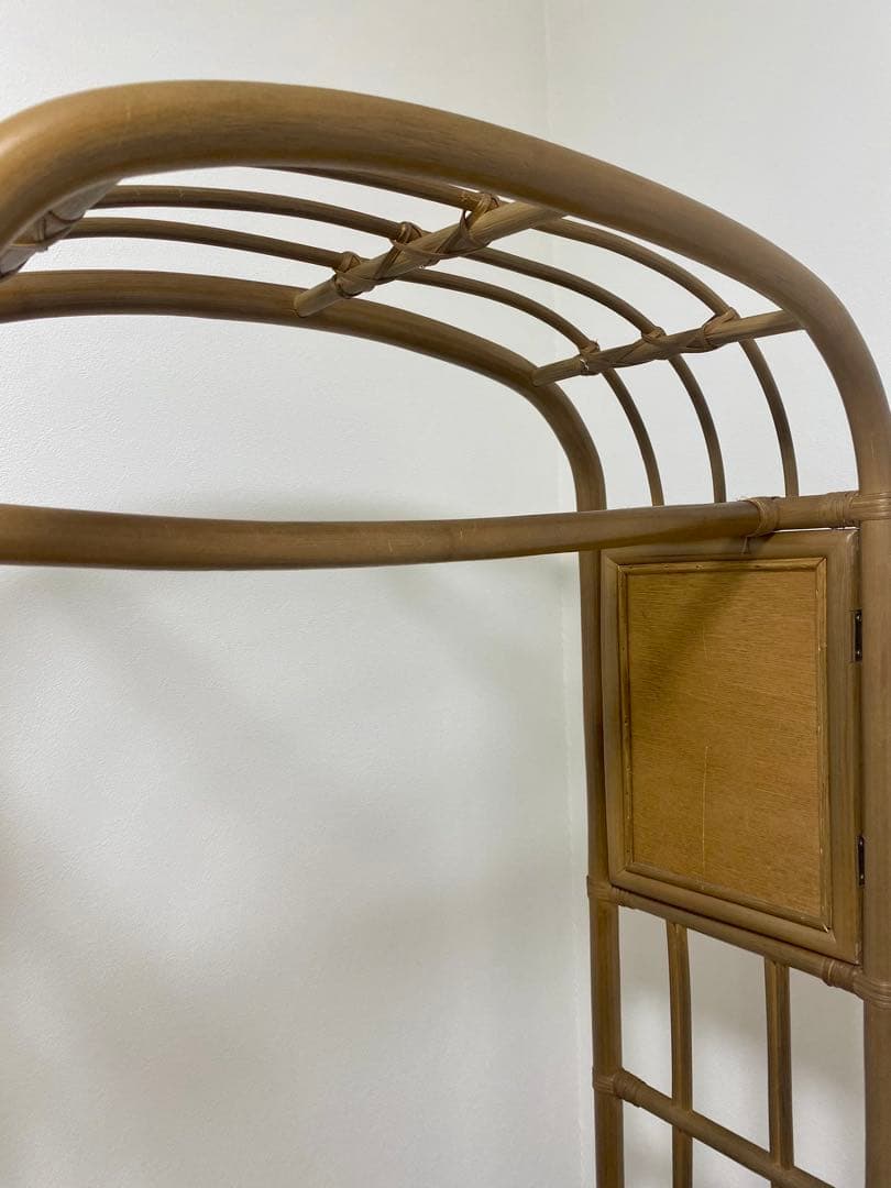 【藤・ラタン】ハンガーラック　棚　ラック　引き出し　収納　籐家具　アンティーク