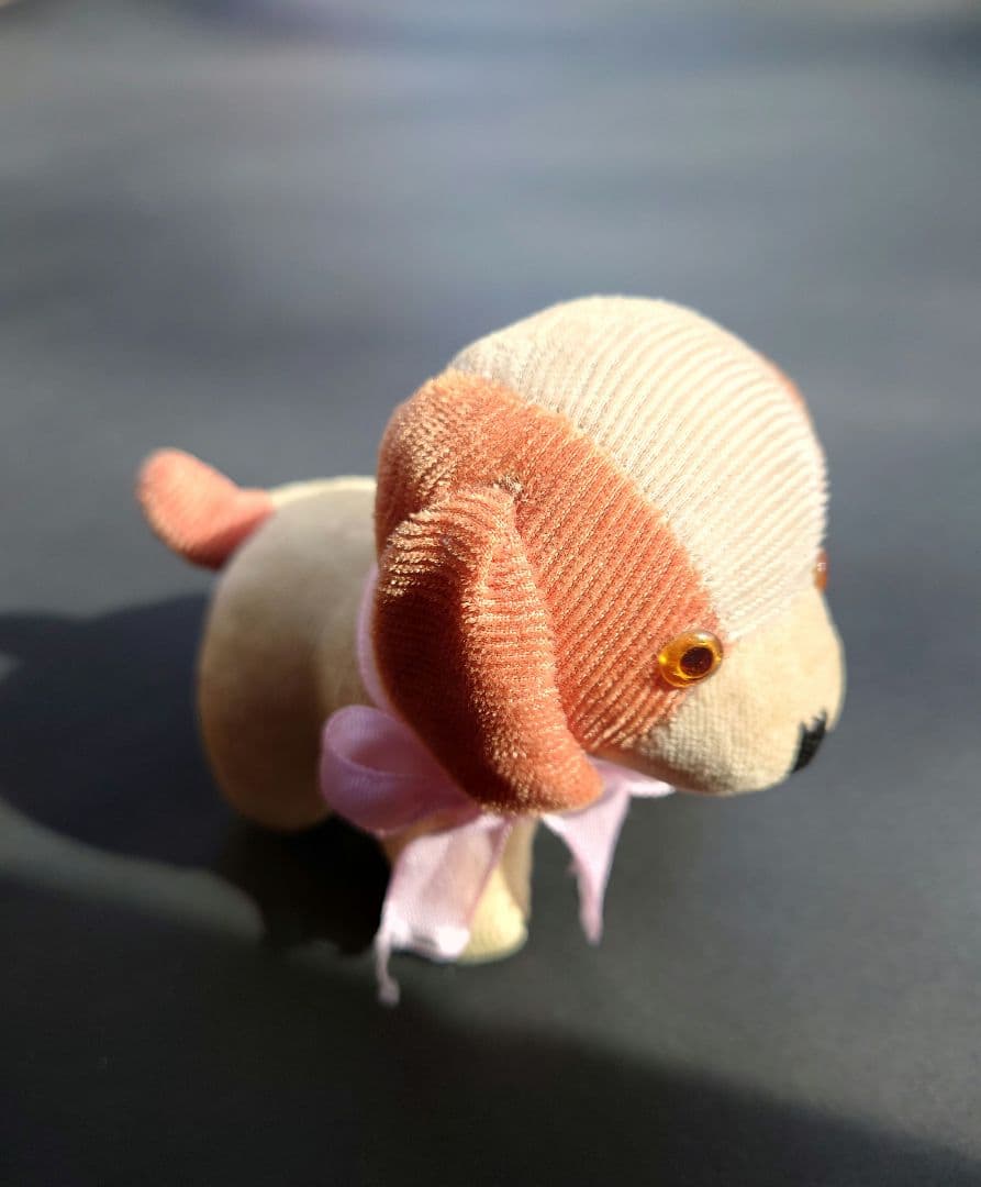 戦前 日本製　縞別珍（しまべっちん）の小犬　輸出用　アンティーク