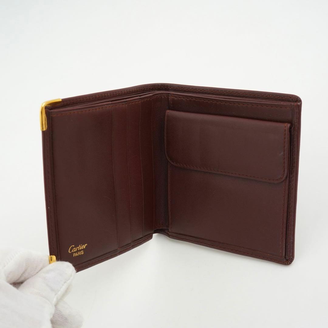 ✨極上美品・付属品完備✨　カルティエ　二つ折り　マストライン　レザー　ボルドー