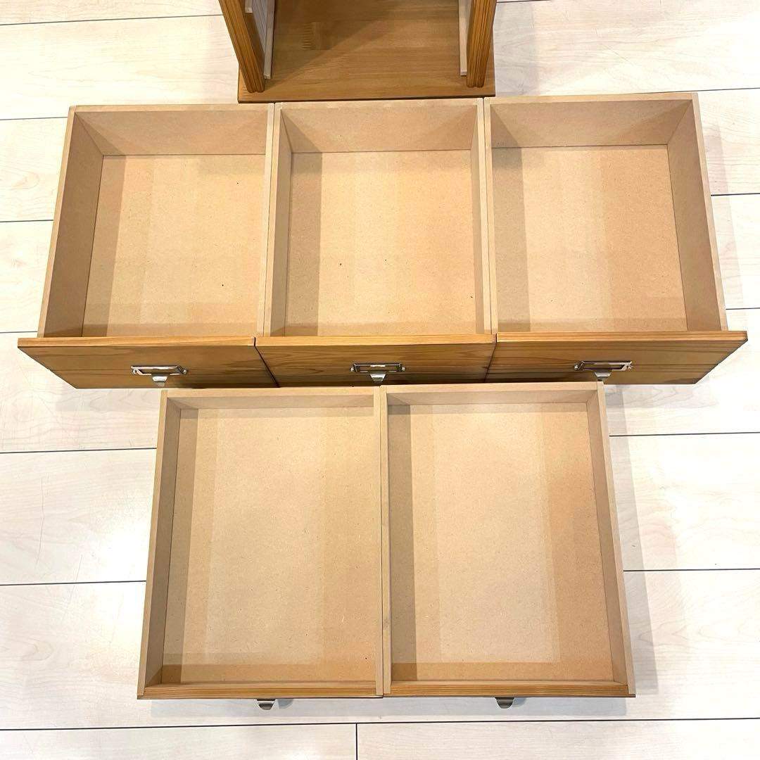 【美品】天然木 5段チェスト 書類収納 小引き出し 木製収納棚 北欧 ナチュラル