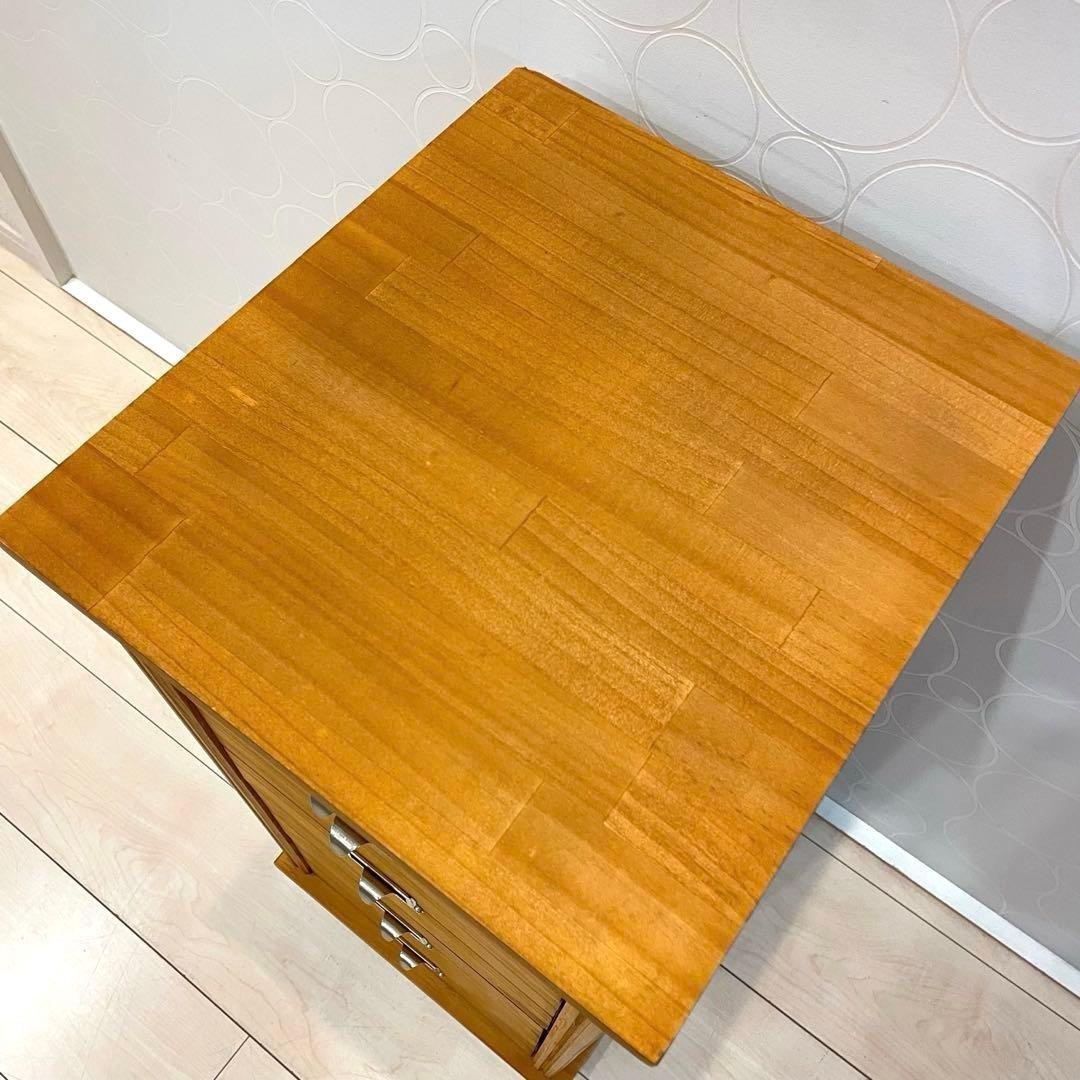 【美品】天然木 5段チェスト 書類収納 小引き出し 木製収納棚 北欧 ナチュラル