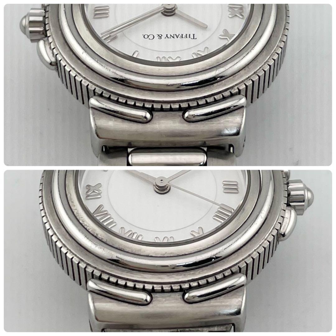 ティファニー　インタリオ　腕時計　ロゴ　ホワイト　ローマン　レディース