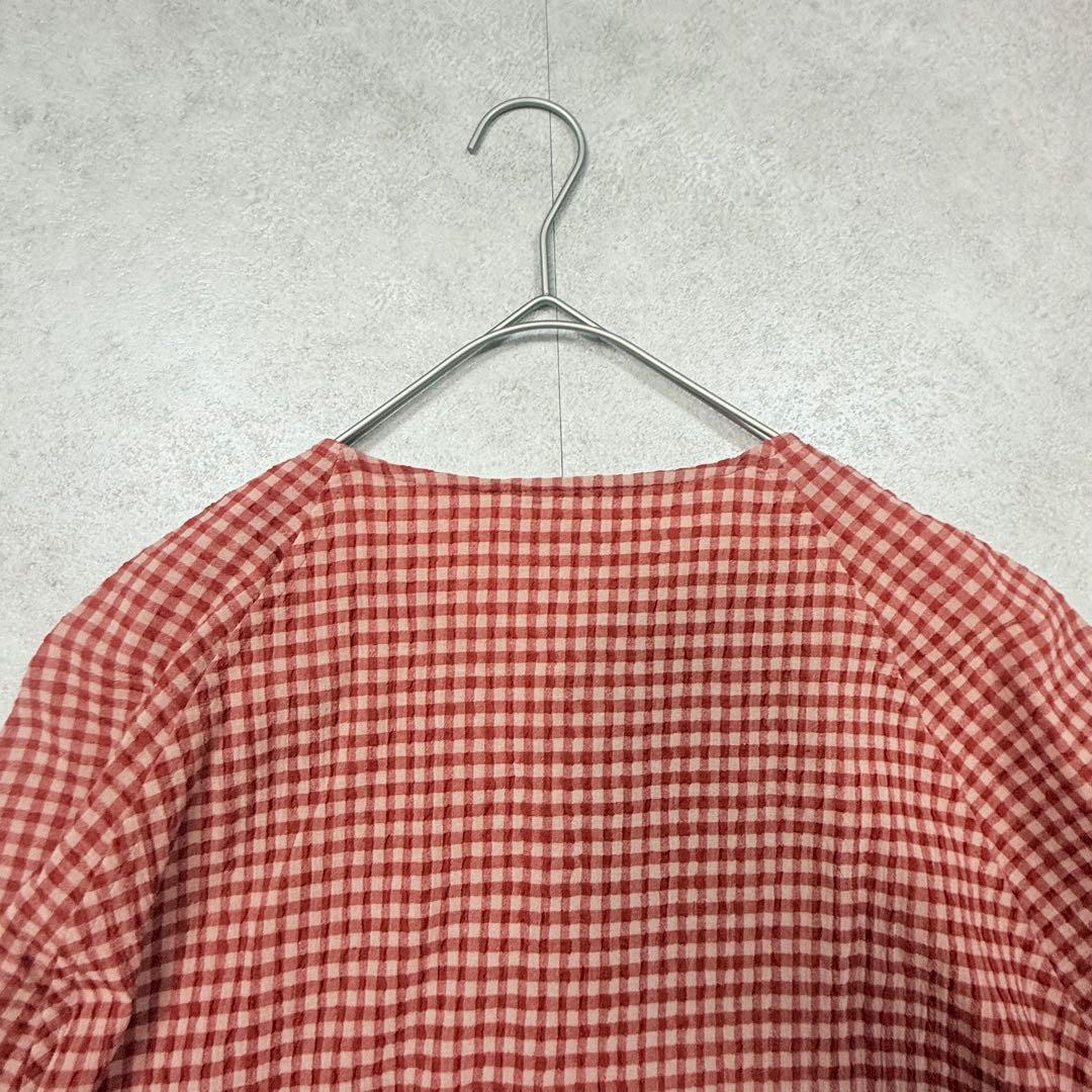 美品✨ヨーガンレール　綿ちぢみギンガムチェックブラウス　ババグーリ　日本製