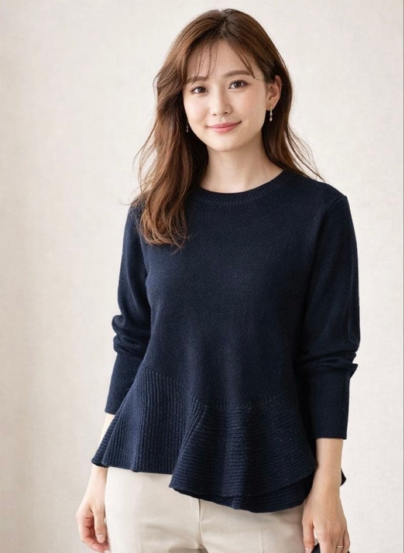 ランバンコレクション　ニット　プルオーバー　シルク　アルパカ　ブラック　40