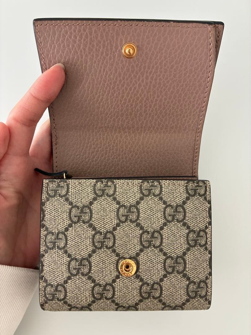 GUCCI 二つ折り財布 ピンクベージュ　GG マーモント　美品