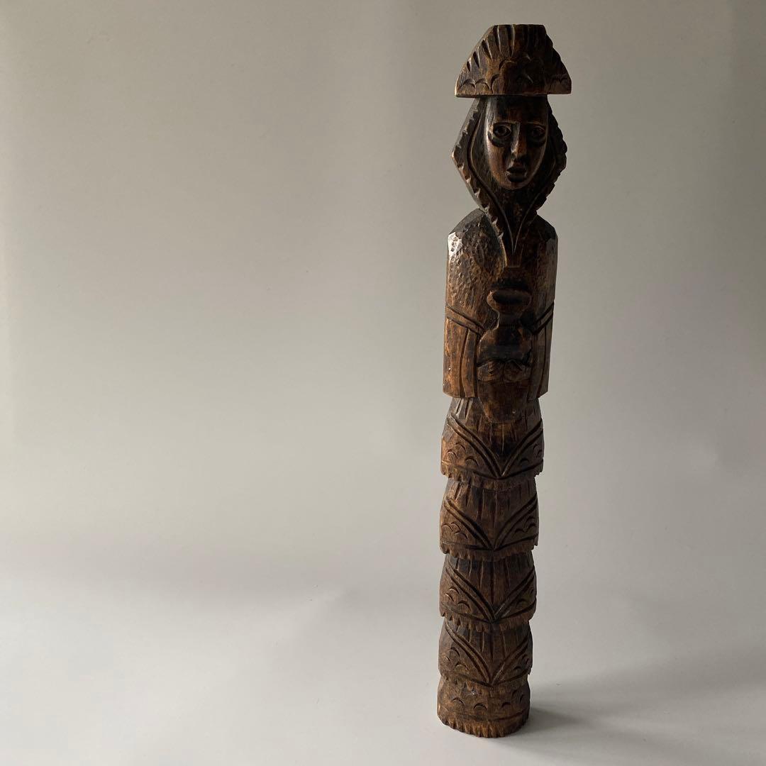 フランス入手 アフリカ木彫 祖霊像 高さ40cm超 プリミティブアート 木彫り像
