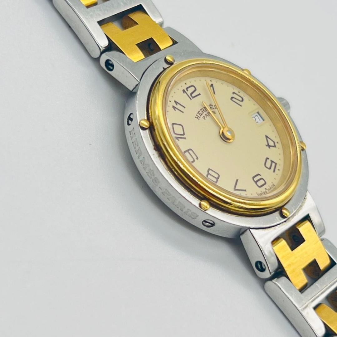 新品電池　ゴールド　エルメス クリッパー　アイボリー文字盤　クォーツ　腕時計