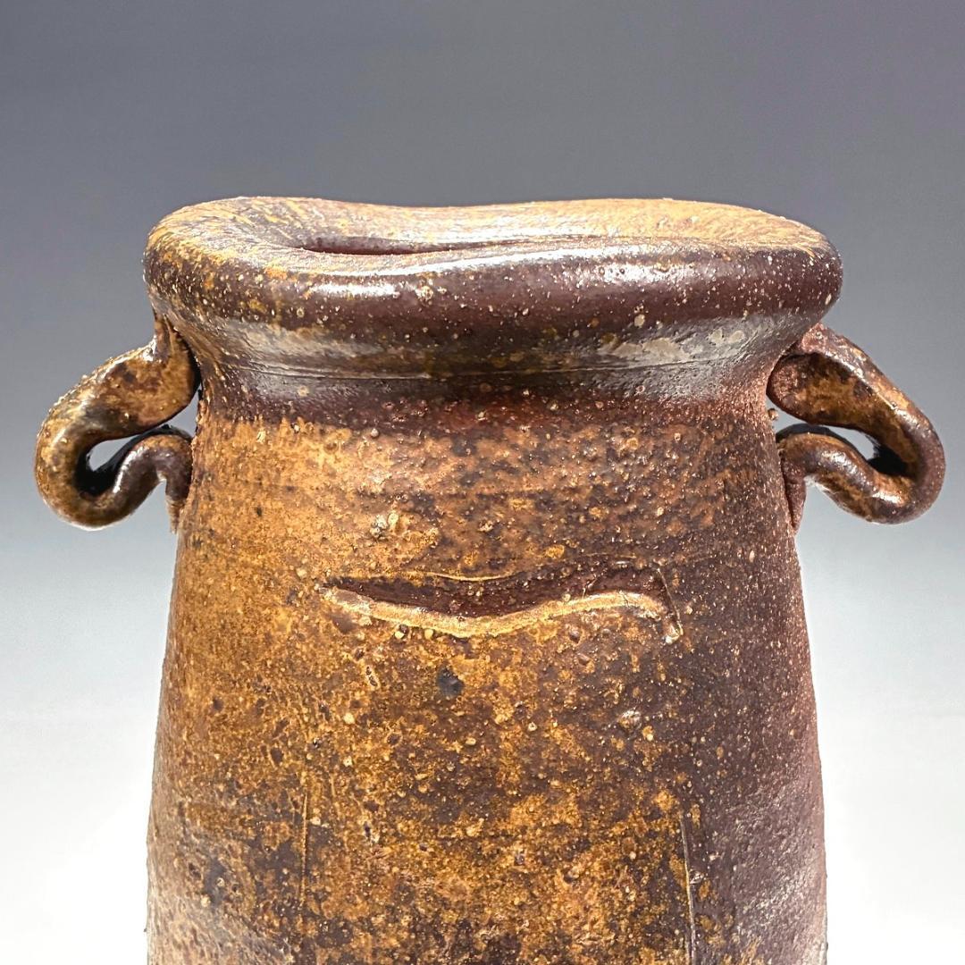 ■備前焼 斉藤隆 作 花入 共箱あり 師：伊勢崎淳