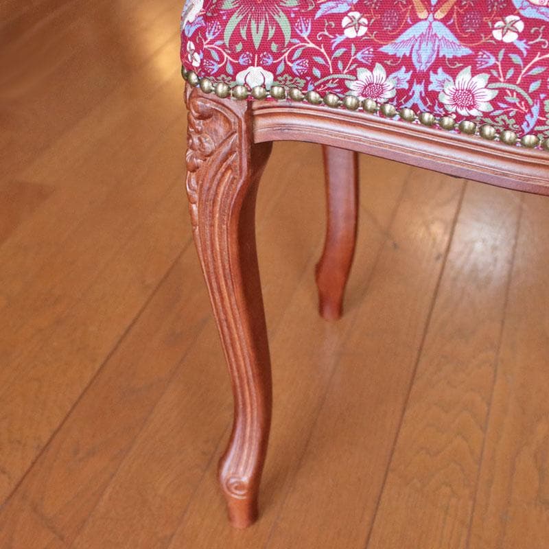 クラシックファブリック スツール いちご泥棒 赤 猫脚 足置き 602-1111