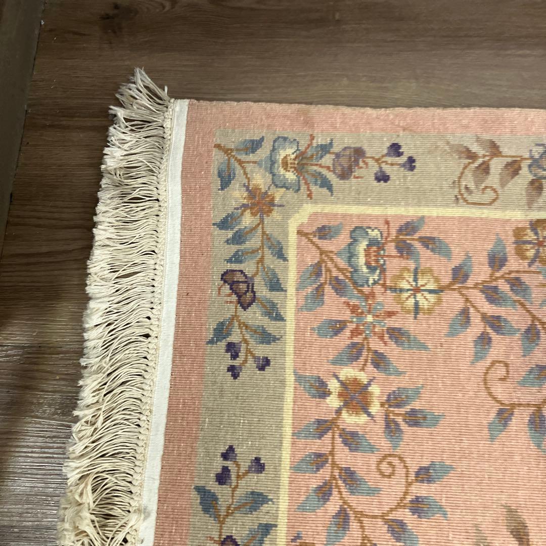 A-1 高級段通 花柄 絨毯 玄関マット 中国段通 JCCP 名工作品 敷物緞通