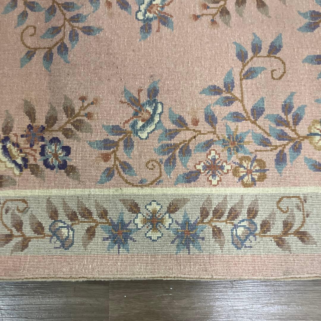 A-1 高級段通 花柄 絨毯 玄関マット 中国段通 JCCP 名工作品 敷物緞通