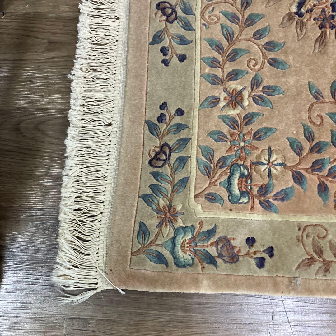 A-1 高級段通 花柄 絨毯 玄関マット 中国段通 JCCP 名工作品 敷物緞通