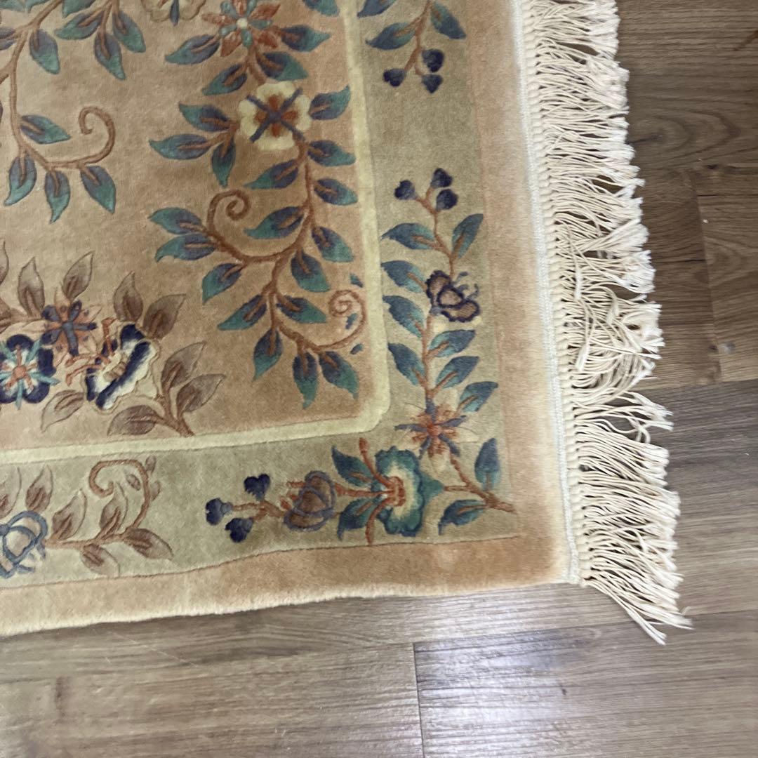 A-1 高級段通 花柄 絨毯 玄関マット 中国段通 JCCP 名工作品 敷物緞通