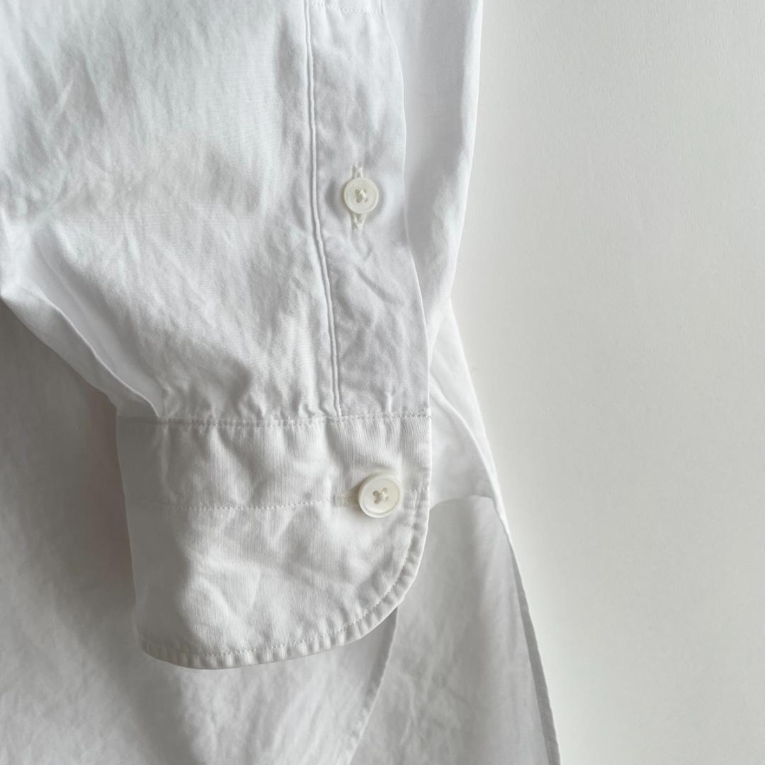 美品 COMOLI (q) コモリ バンドカラーシャツ ワイド オーバー 白