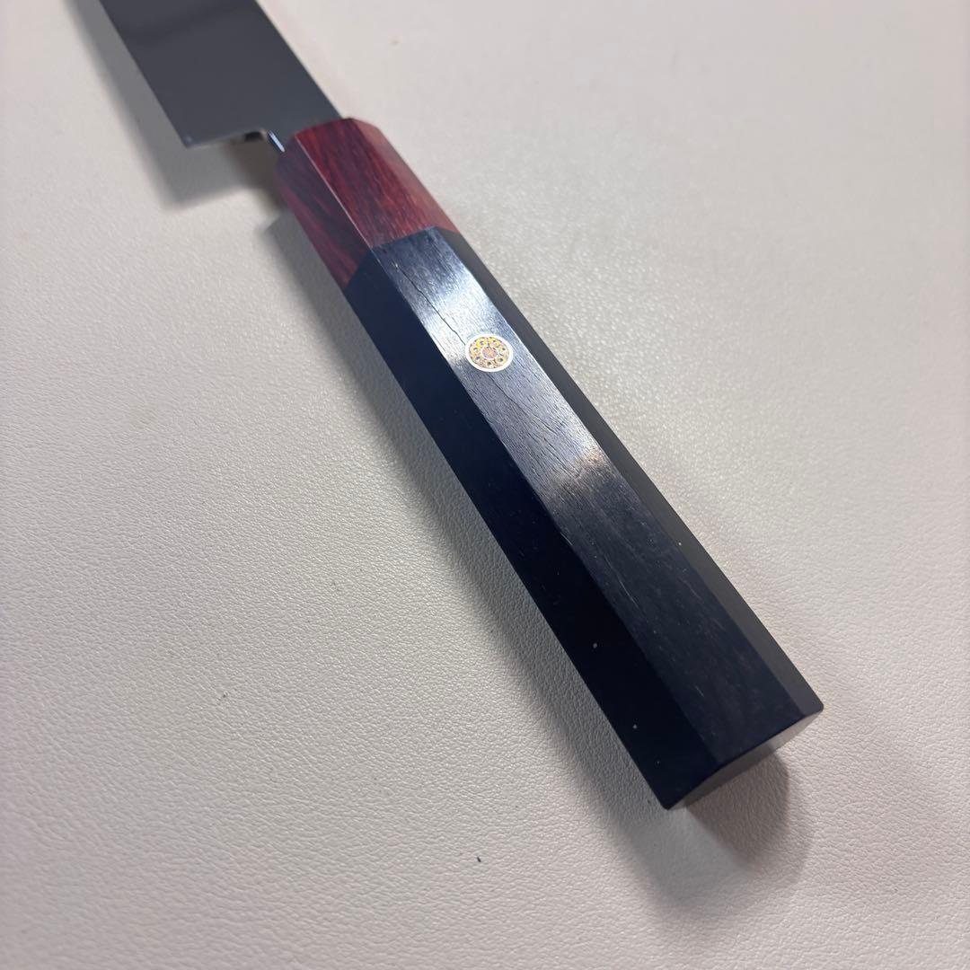 270mm 切付柳刃包丁 鏡面 黒檀紫檀八角柄 刺身包丁 全鋼「鞘」