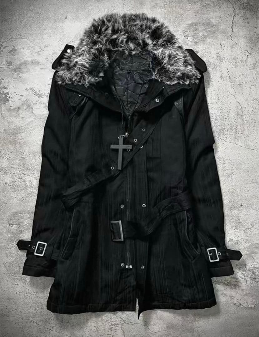 y2k グランジ ファー着きミリタリージャケット