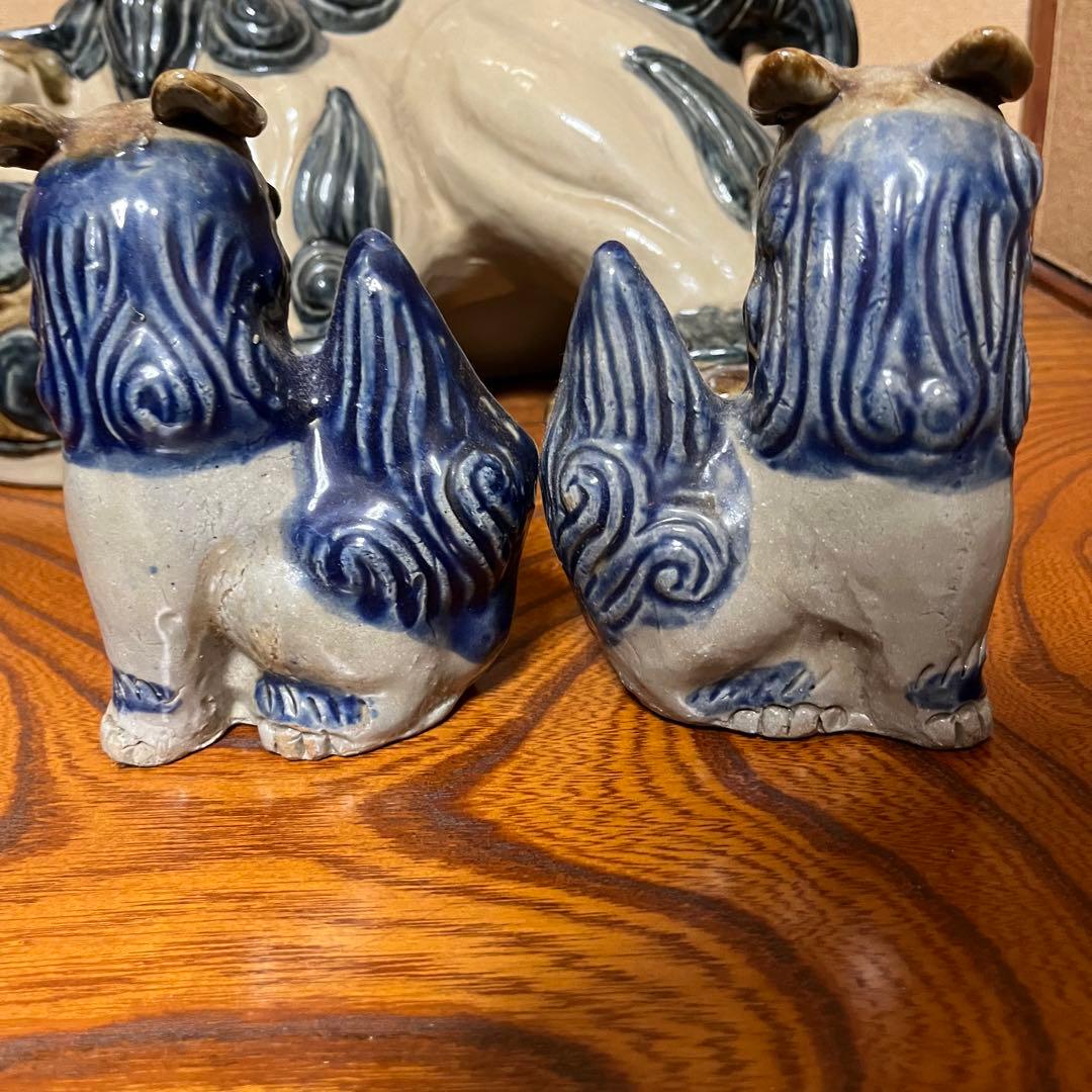 シーサー 置物 沖縄土産 土産 魔除 厄除 大小 3個セット 古い 琉球焼