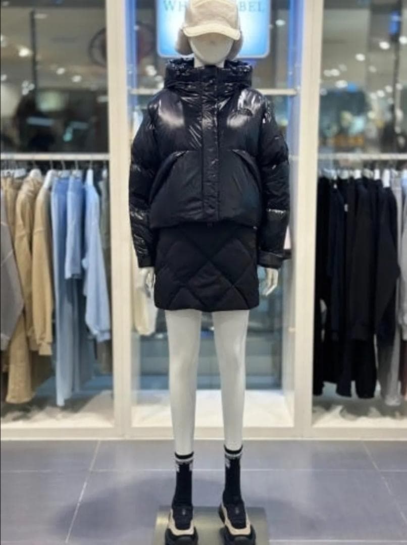 【韓国限定】ノースフェイス ショートダウン グロッシー ジャケット 黒 M