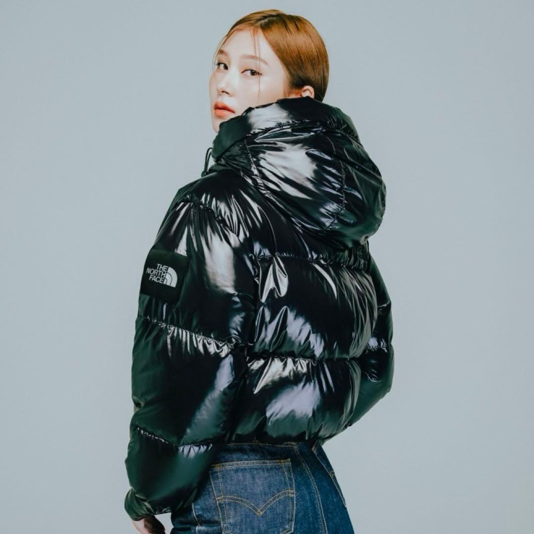 【韓国限定】ノースフェイス ショートダウン グロッシー ジャケット 黒 M