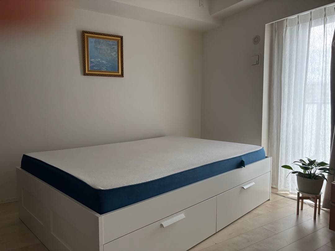 【IKEA】ダブルベッドフレーム 引き出し付き ホワイト