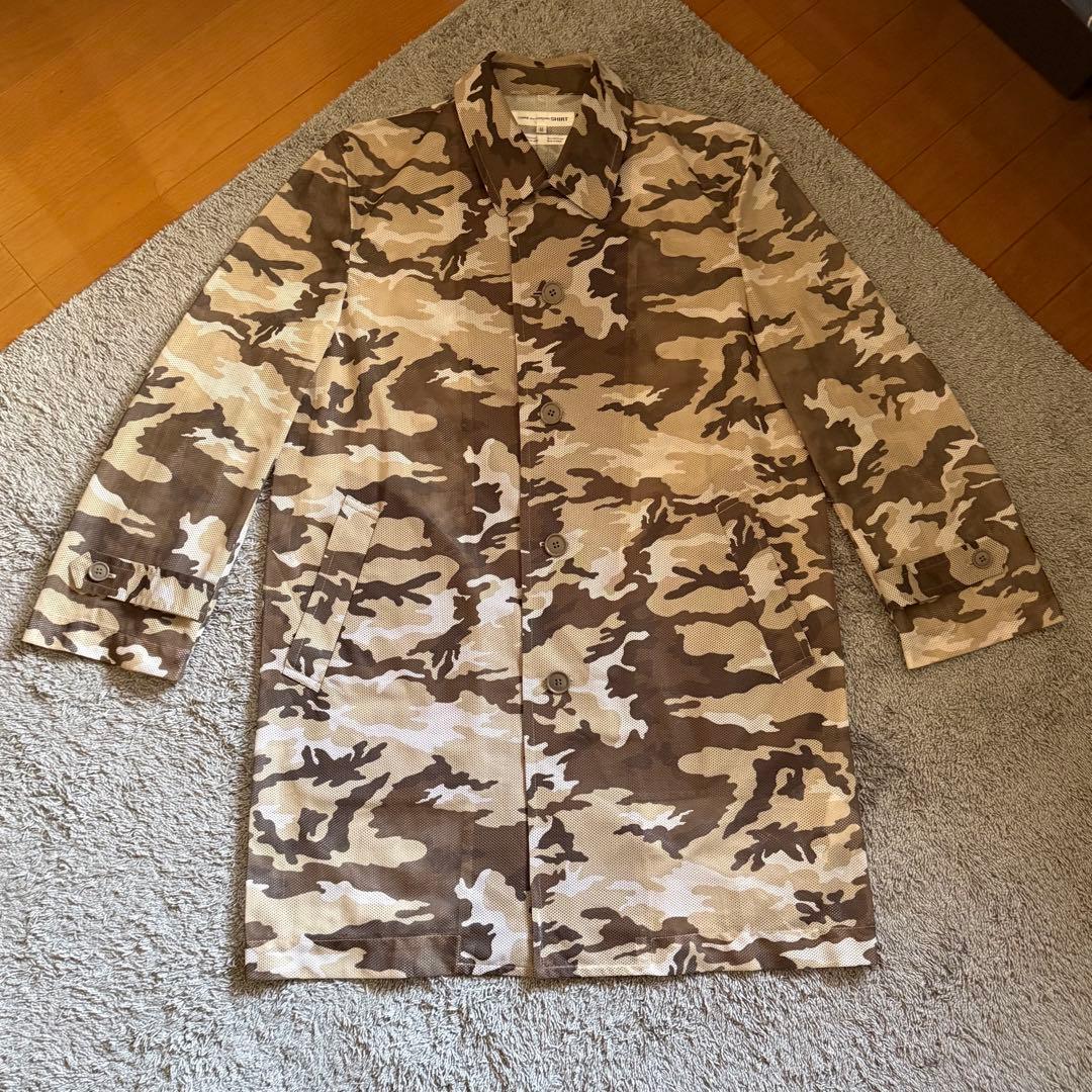 COMME des GARCONS SHIRT 迷彩メッシュ ステンカラーコート