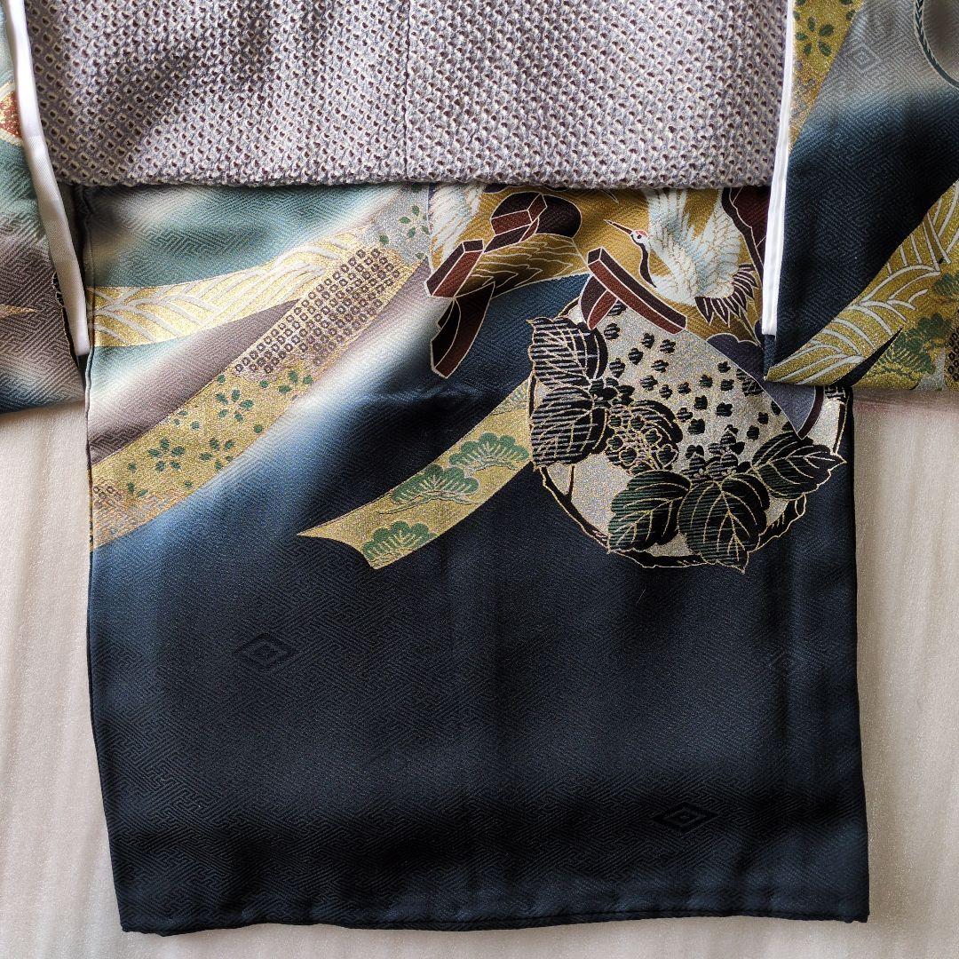 七五三３歳男の子お着物と正絹総絞り手縫いの被布（長襦袢付き）