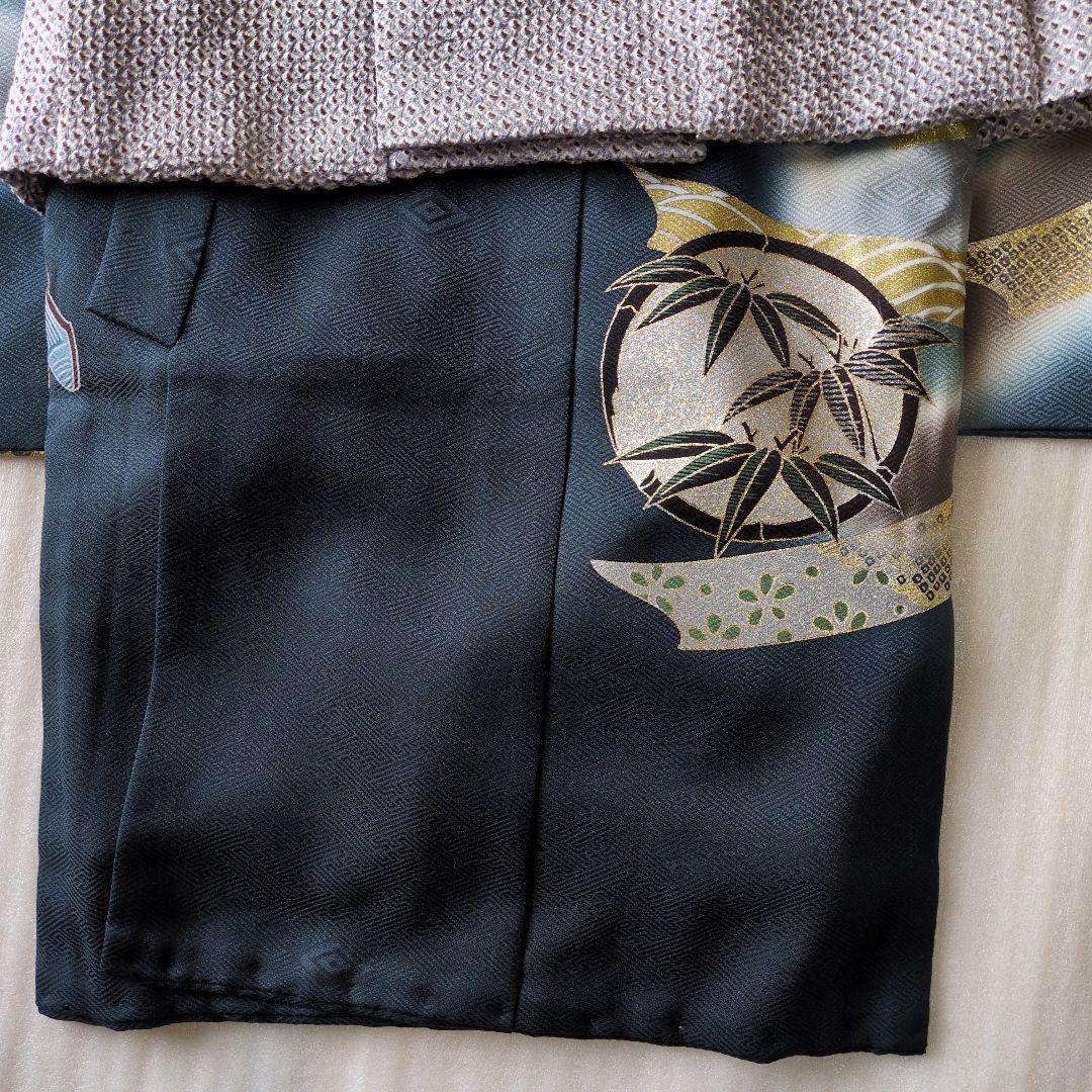 七五三３歳男の子お着物と正絹総絞り手縫いの被布（長襦袢付き）