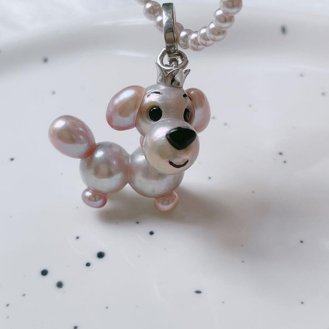 ワンちゃん　淡水バロックパールネックレス 犬　かわいい　ハンドメイド