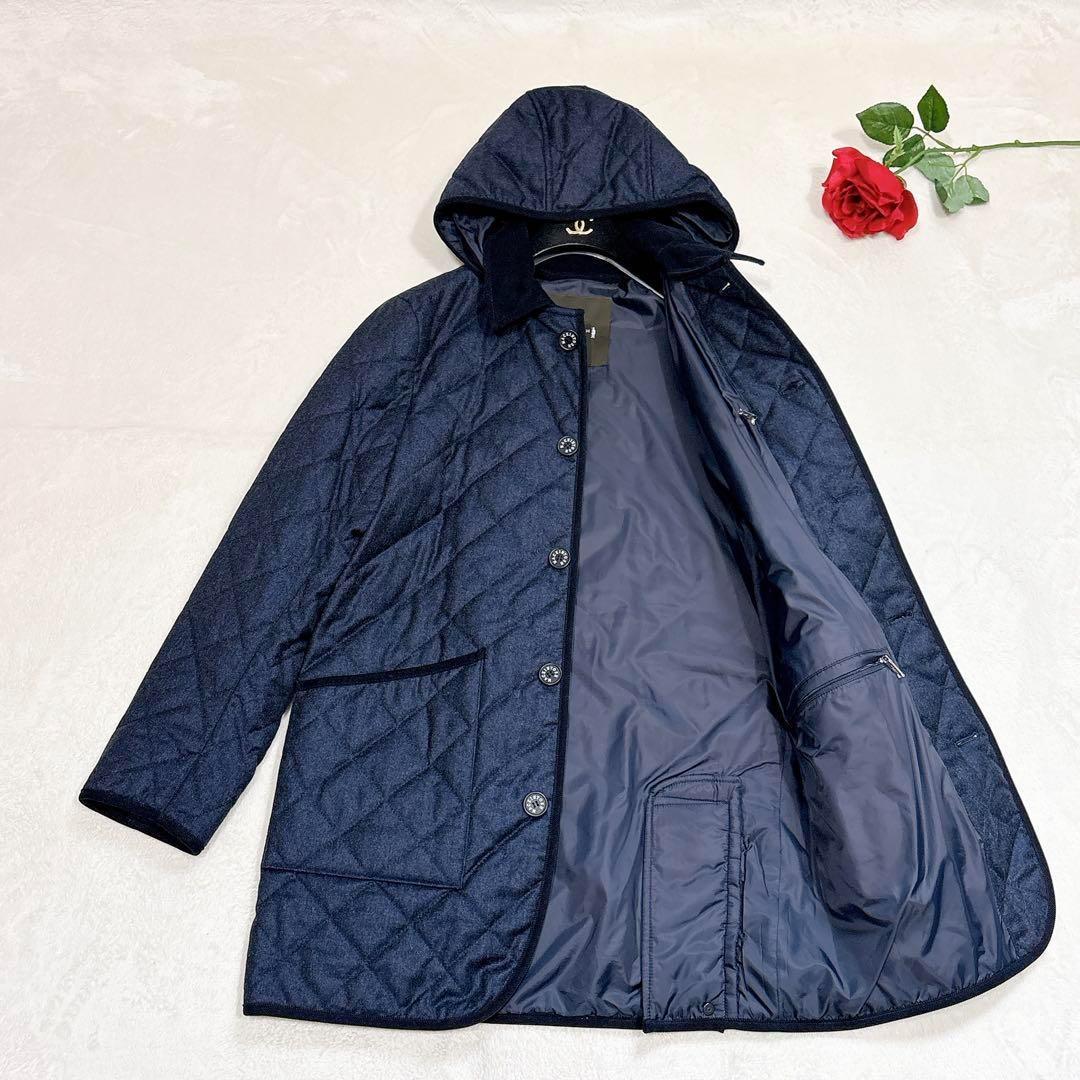 しゅん✨　マッキントッシュ　ロンドン　ロング　コート　フーデッド　ネイビー