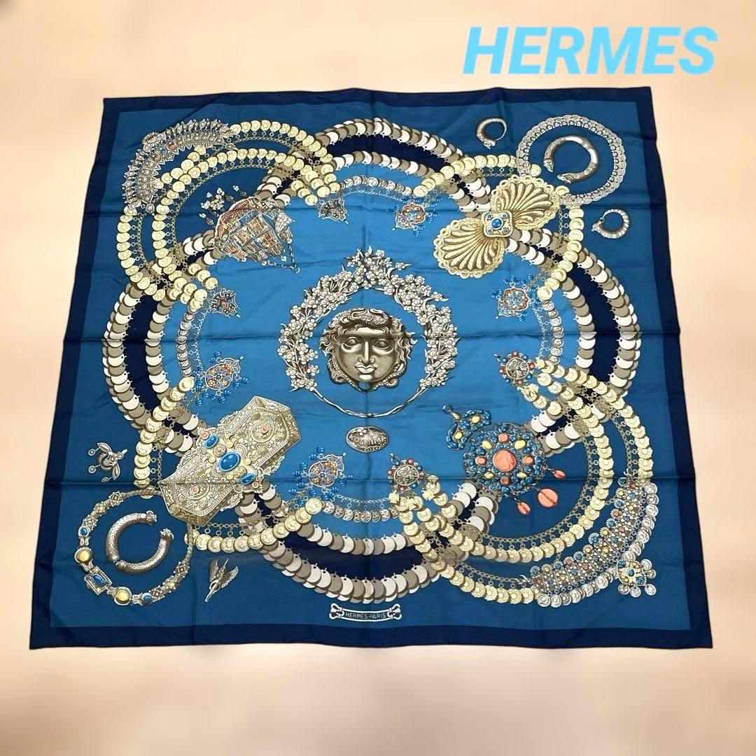 E100 HERMES エルメス カレ 90 KOSMIMA 宇宙 スカーフ