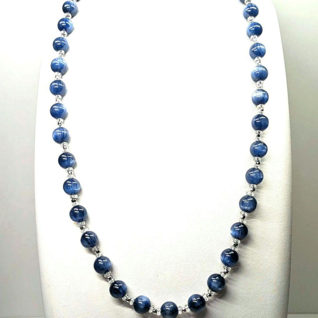 【新品】ホワイト金ミラーカットパーツ39個使用　 大粒10mmカイヤナイト SV